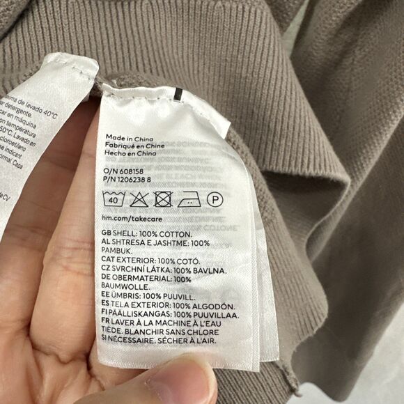 H&M Regular Fit Coupe Standard Brown Long Sleeve Polo Shirt Mens M Preppy - Picture 10 of 10